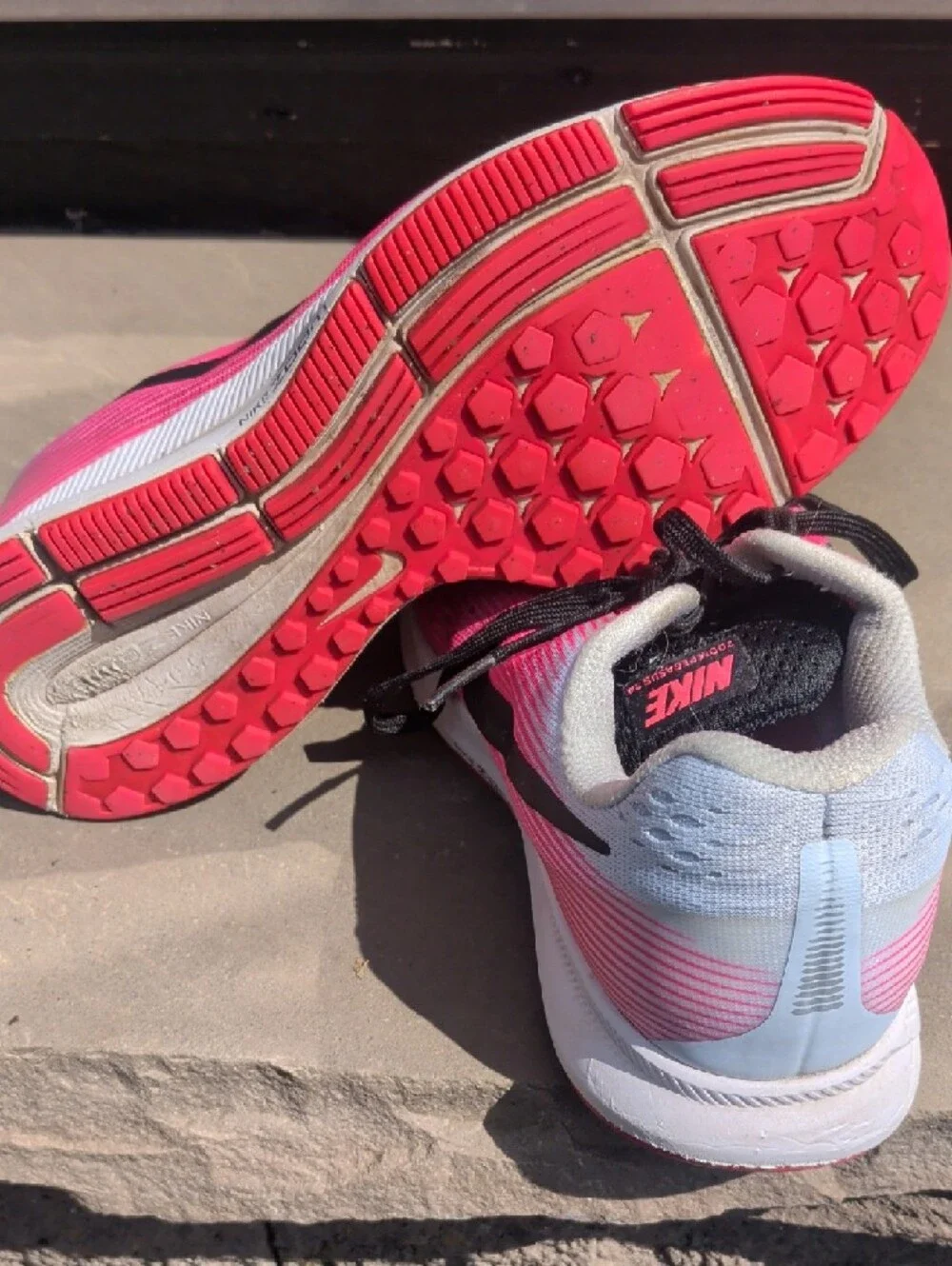 Nike Women's Pink and Gray Running Sneakers